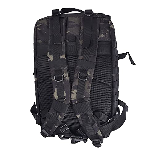 ELITEX Mochila 45L Táctica Militar Bandera Alemania Impermeable Deportiva Caza Aire Libre Deportes Gimnasio Portatil Oxford 900D (Negro Camuflaje)