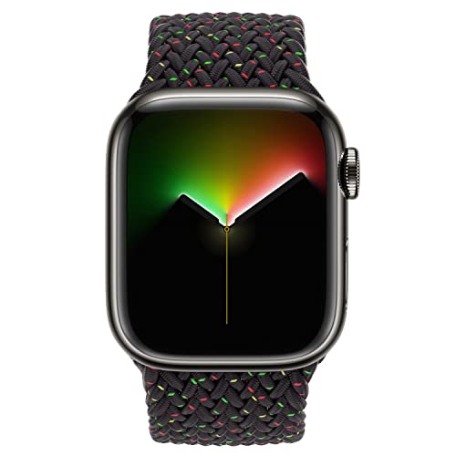 EMIOBAND Correa Compatible para Apple Watch Band 45mm 41mm 44mm 42mm 38mm 40mm,Correa de Repuesto Solo Loop Trenzada de Nailon Elástico para iWatch Series 7/6/SE/5/4/3/2/1,Black Unity