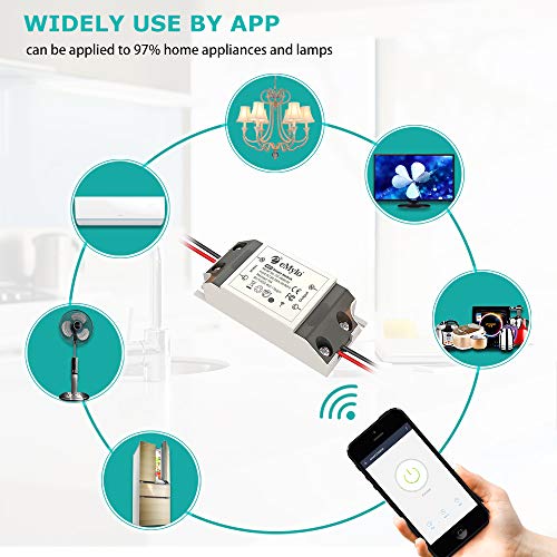 eMylo Interruptor WiFi inteligente Interruptor WiFi de relé inalámbrico universal Temporizador Control remoto Interruptor de luz Control por voz Admite Alexa, Google Home a través de IOS Android 5Pack