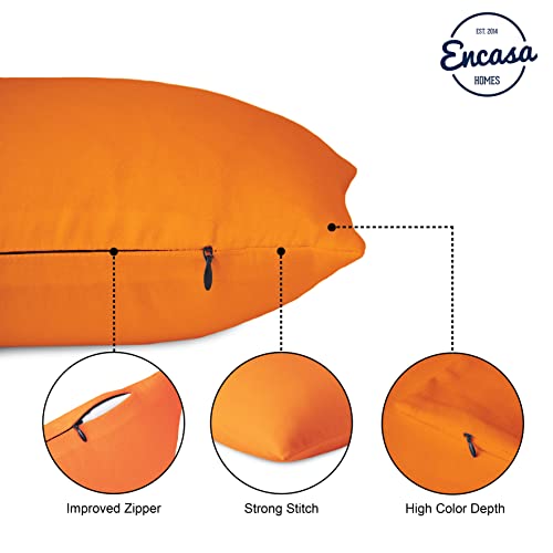 Encasa Homes Fundas de Cojines 2 Piezas (45 x 45 cm) - Naranja - Lona de algodón teñida Forma sólida, Decorativa, Grande y Colorida, Lavable Funda Almohada para Sala de Estar, Dormitorio