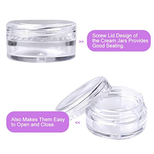 Envases para Cosmetica, 50 pcs Bote de Plastico Transparente Tarros Cosmetica Pequeños Vacío Contenedor de Cosmético, 5ml Tarros de Plastico con Tapa para Bálsamo Labial Crema Loción Polvos y Cuentas