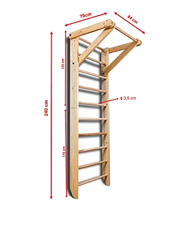 Escalera Sueca Sport-1-240 Espaldera para Gimnasio, Espaldera de Fitness, Complejo Deportivo de Gimnasia, Gimnasia de los niños en casa, Barras