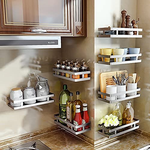 Especiero Cocina con Ganchos,Especiero Cocina Pared,Almacenamiento de Cocina y Despensa,Estanterías para Especias de Acero Inoxidable,Organizador Cocina (30cm)