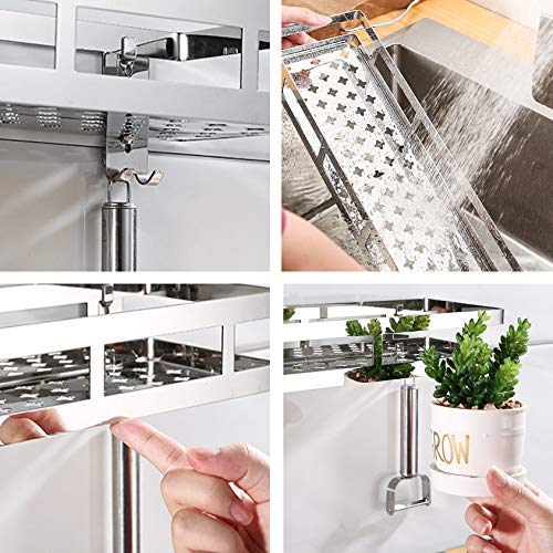 Especiero Cocina con Ganchos,Especiero Cocina Pared,Almacenamiento de Cocina y Despensa,Estanterías para Especias de Acero Inoxidable,Organizador Cocina (30cm)