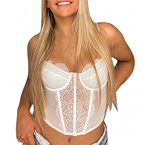 Esque Encantador Nuevo Chaleco De Mujer Envuelto En El Pecho De Encaje De Color SóLido Sexy Sling Corset Top Blusa