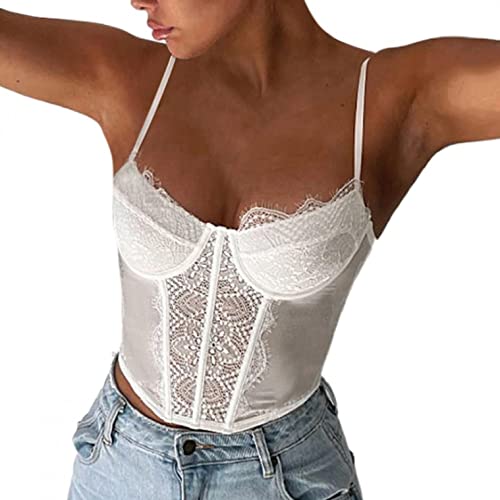 Esque Encantador Nuevo Chaleco De Mujer Envuelto En El Pecho De Encaje De Color SóLido Sexy Sling Corset Top Blusa