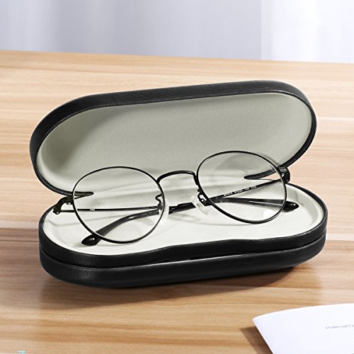 Estuche para Gafas y Lentillas con Espejo Incorporado ROSENICE 2 en 1 Funda Gafas Caja de Lentes de Contacto Kit de Viaje Negro