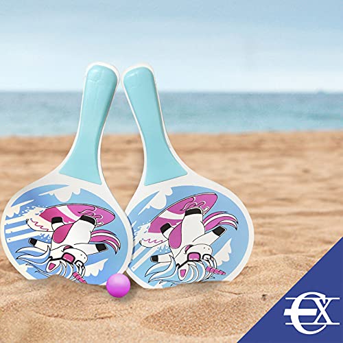 EUROXANTY Palas de Playa de Madera | Palas para Niños | Diseños Únicos | Resistentes al Agua y al Sol | Diseño de Loro Verde | 33 x 19 Centímetros | Unicornio