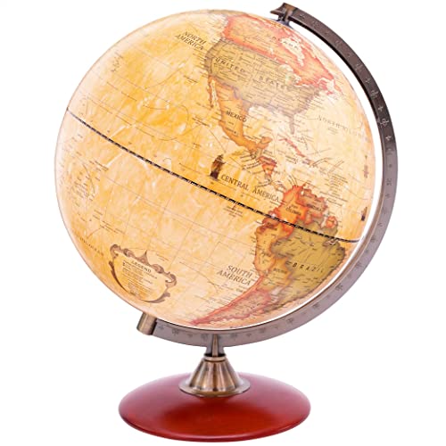 Exerz 30cm Globo Antiguo con Base de Madera - en Inglés - Diámetro (30cm Globo Antiguo)