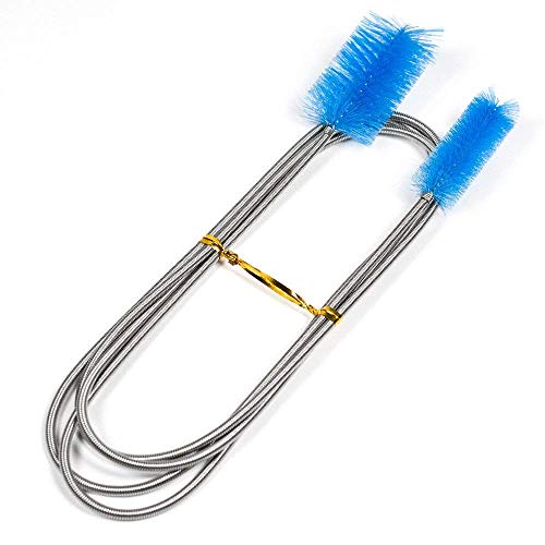 EZONTEQ Cepillo de Limpieza con la Manguera 155cm para Acuario Pescado Tanque y Filtro de la Pecera Entrada y Salida de Agua Cepillo Doble – Azul