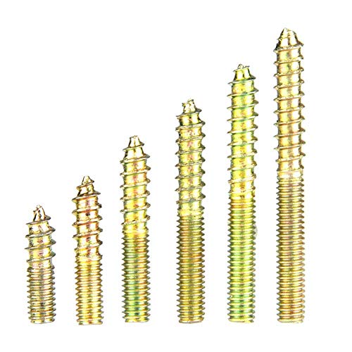 Fafeicy 110Pcs Tornillo de espiga M4, Tornillo de doble rosca, Conector para muebles de carpintería, Revestimiento de zinc Tornillo de rosca autorroscante