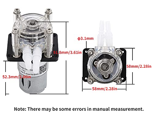 Fafeicy 12V Bomba peristáltica G928, bomba peristáltica de flujo grande Bomba dosificadora, para laboratorio de acuario 500 ml/min(12V)