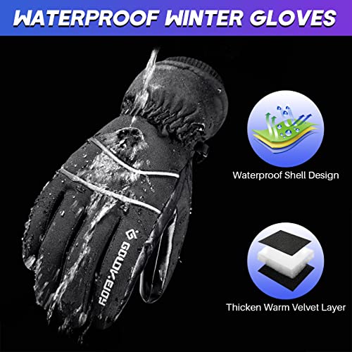 Faneam Guantes Térmicos para Invierno, Impermeables y a Prueba de Viento Guantes de Esquí Pantalla Táctil Guantes de Nieve Hombres Mujeres Guantes Cálidos Antideslizantes para Snowboard Senderismo (L)