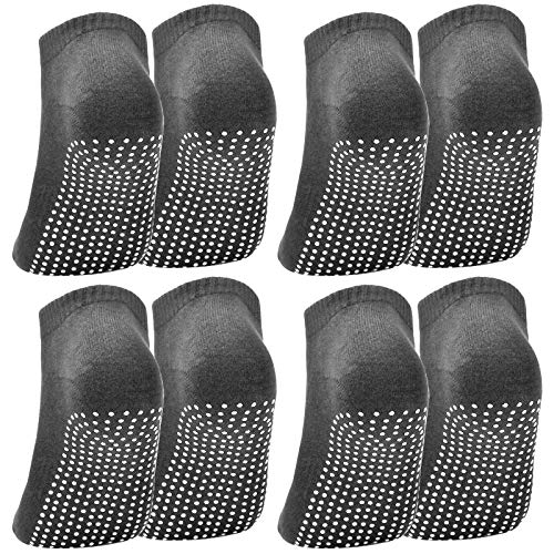 Fangehong 4 Pares Calcetines Antideslizantes para Mujer Hombres Talla EU 40-45, Calcetin de Deporte con Grips para Yoga, Pilates