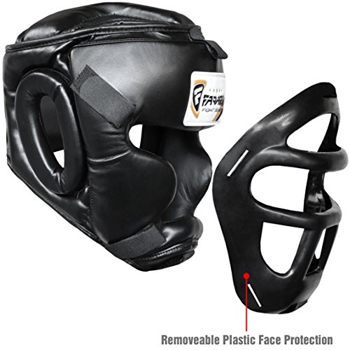 Farabi Sports Guardia Protector de Cabeza Cara de Ahorro de Casco con la Cara Frontal extraíble Grill (Black, Large)