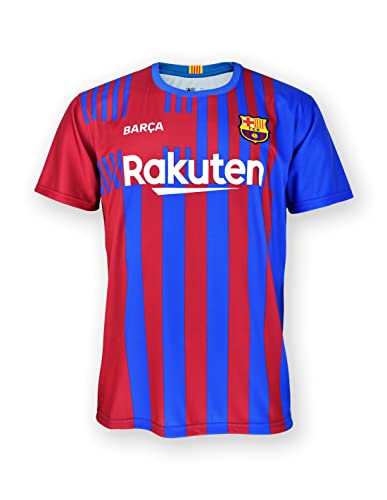 FC. Barcelona Camiseta Adulto 1ª EQ. Temporada 2021-22 - Producto con Licencia - 100% Poliéster - Dorsal Liso - Talla L