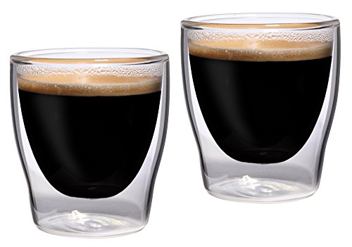 Feelino Bloomino - Juego de 2 Vasos de Espresso de Doble Pared (80 ml, Efecto Flotante).