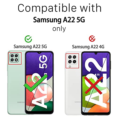 Ferilinso Funda para Samsung Galaxy A22 5G + 2 Piezas Cristal Templado Protector de Pantalla [Transparente TPU Carcasa] [10X Anti-Amarilleo] [Anti-Choque] [Anti-arañazos] [9H Dureza]