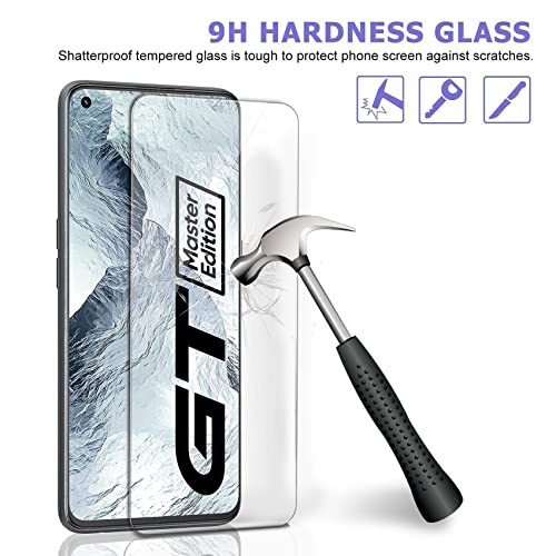 Ferilinso Protector de Pantalla Diseñado para Realme GT Master Edition 5G, 3 Piezas HD Cristal Templado con 2 Piezas Protector de Lente de cámara, Funda Amistoso, Dureza 9H, Sin Burbujas