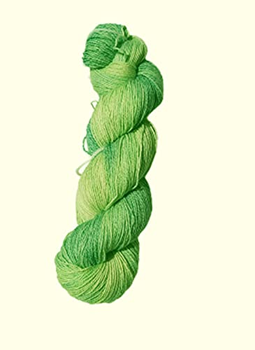 Fine Cotton - Ovillo de lana para calcetines (teñida a mano, 100 g, 416 m, 50% lana virgen, 25% algodón, 25% poliamida), color verde