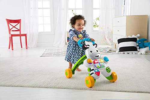 Fisher-Price Andador Cebra Parlanchina Primeros Pasos con Musica y Luces, Correpasillo + 6 Meses (Mattel GXC34), Paquete del fabricante