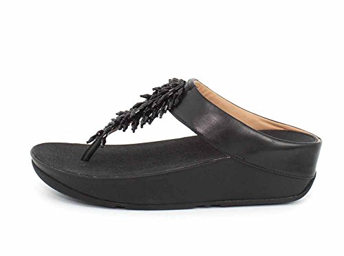 Fitflop Rumba Toe-Thong Sandals, Sandal Mujer, Negro (Black 001), 38 EU