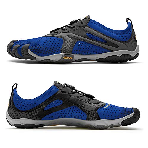 Fivefingers Vibram V-Run Men S E T - Zapatillas con dedos para hombre, para correr, descalzo, incluye un par de calcetines con dedos, azul y negro, 44 EU