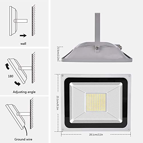 Focos LED Exterior 100W 10000LM, 6500k Foco Led, Ultrafino y Ultraligero para Jardín, Garaje, Patio, Estadio, Fábrica, Almacén, Cuadrado Resistente al Agua IP65 (Cool White, 100W)