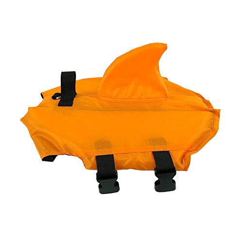 FONLAM Chaleco Salvavidas para Perros Mascotas Chaqueta Chaleco de Seguridad Perro Perrito con Aleta de Tiburón Ropa de Baño (Naranja, X-Small)