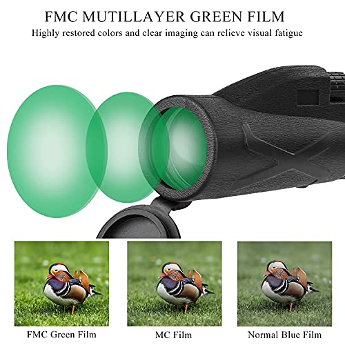 FORMIZON Telescopio Monocular, 12x42 HD Monocular con Adaptador de Soporte para Smartphone y Trípode, Mano Monoculo Telescopio Portatil Impermeable para Observación de Aves Senderismo Caza Camping