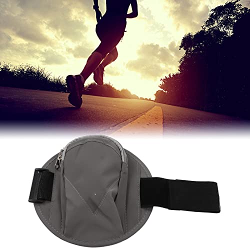 FOTABPYTI Bolsa para el Brazo del Teléfono, Brazalete para Correr Aplicaciones Anchas Bolsillo con Cremallera Impermeable para Trotar para Andar en Bicicleta(Gris)