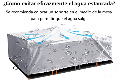 Funda Mesa Jardin Impermeable Varios tamaños 420D Oxford Rectangular Cubre Mueble Jardin Funda Impermeable Anti-UV Resitente al Polvo para Muebles de Exterior sillas mesas Plata 140x70x70cm