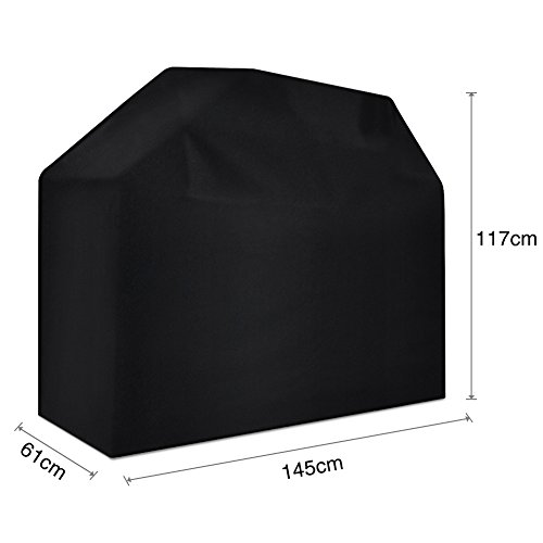 Funda para Barbacoa, Impermeable Cubierta de Barbacoa, Cubierta BBQ de Parrilla 420D Oxford Protector, Protector para Barbacoa Anti-Viento/UV/Anti-Polvo/Humedad, Resistente al Desgarro - 145x61x117cm