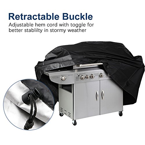 Funda para Barbacoa, Impermeable Cubierta de Barbacoa, Cubierta BBQ de Parrilla 420D Oxford Protector, Protector para Barbacoa Anti-Viento/UV/Anti-Polvo/Humedad, Resistente al Desgarro - 145x61x117cm