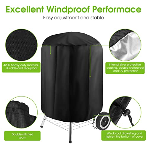 Funda para Barbacoa Impermeable, Mture Cubierta para Barbacoa Redonda Cubierta de la Parrilla Impermeable Anti-Viento/UV/Pequeña Cubierta de Parrilla de Gas (77x58cm)