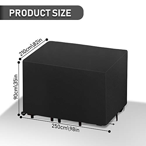 Funda para Muebles de Jardín, Funda Protectoras Muebles Jardin, Cubierta de Muebles de Mesas Rectangular, Cubierta de Mesa de jardín, Cubierta de Exterior Impermeable, Anti-UV (250 x 210 x 90cm)