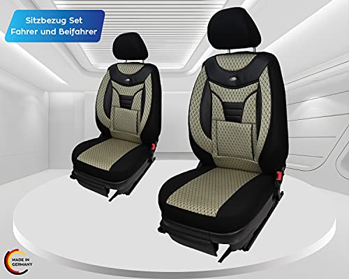 Fundas de Asiento compatibles con Fiat Ducato 250, Conductor y Pasajero a Partir de 2006, número de Color: 902, Negro y Beige.