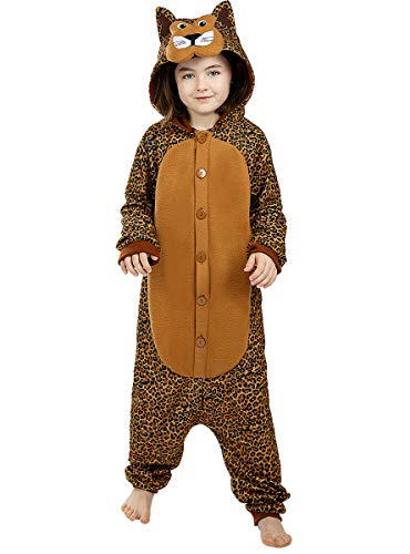 Funidelia | Disfraz de Leopardo Onesie para niño y niña Talla 10-12 años ▶ Animales, Desierto, Selva - Color: Marrón - Divertidos Disfraces y complementos