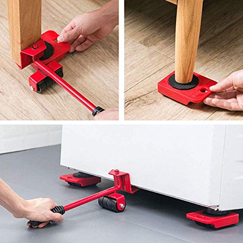 Furniture Lifter Easy to Move Slider 5 Piece Mobile Tool Set, Heavy Furniture Appliance Moving and Lifting System - Maximum Load Weight 330Lbs