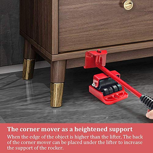 Furniture Lifter Easy to Move Slider 5 Piece Mobile Tool Set, Heavy Furniture Appliance Moving and Lifting System - Maximum Load Weight 330Lbs