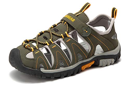 Gaatpot Sandalias Deportivas para Unisex niños Aire Libre Deporte Zapatillas de Senderismo Sandalias con Punta Cerrada Zapatos Verde 34/34.5EU=34CN