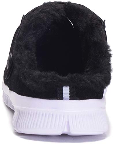 Gaatpot Unisex Adulto Invierno Zapatillas de Casa Antideslizantes Cálido Fluff Pantuflas Zapatos de Casa Interior Suave Algodón Zapatilla Negro&Blanco 41 EU