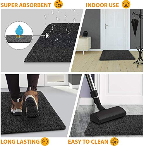 GadHome Felpudo Absorbente, Antracite 40 cm x 60 cm | Alfombrilla Antideslizante para Interior y Exterior | Alfombra de Puerta de Algodón Suave, Lavable y de Secado Rápido