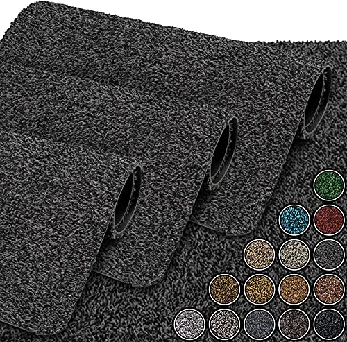 GadHome Felpudo Absorbente, Antracite 40 cm x 60 cm | Alfombrilla Antideslizante para Interior y Exterior | Alfombra de Puerta de Algodón Suave, Lavable y de Secado Rápido