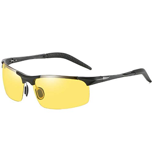 Gafas De Sol,Gafas De Ciclismo Polarizadas De Aluminio Y Magnesio Maratón Deportivo Arena Al Aire Libre Hombres Y Mujeres Corriendo, Marco Negro Película Amarilla C7