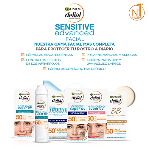 Garnier Crema con Color Protector Solar BB Sun Delial para rostro y Escote con Vitamina E, IP50+ ​- 50 ml