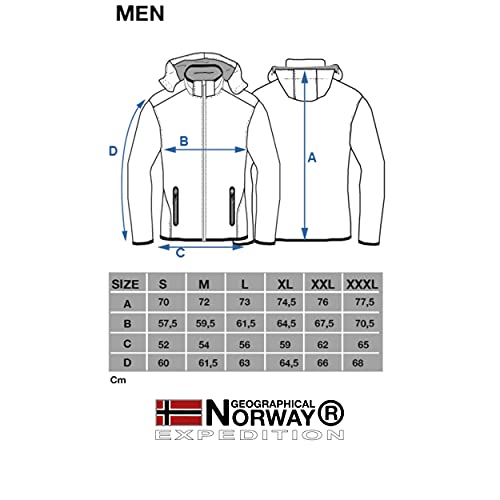 Geographical Norway ROYALTY Hombre - Chaqueta Softshell impermeable Hombre - chaqueta con capucha - rompevientos de invierno táctico resistente - Ideal para actividades al aire libre (Navy / Negro S)