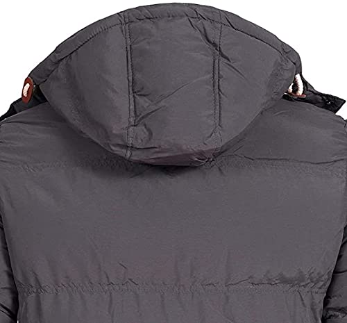 Geographical Norway VERVEINE BELL - Chaqueta de invierno, para hombre - chaqueta deportiva cortavientos - Parka/Abrigo con capucha - de manga larga, gris oscuro, M