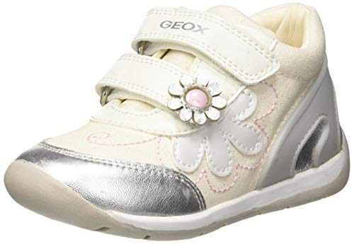 Geox B Each Girl G - Zapatillas Bebé-Niñas, Blanco (White/Silver C0007), 25 EU, Par