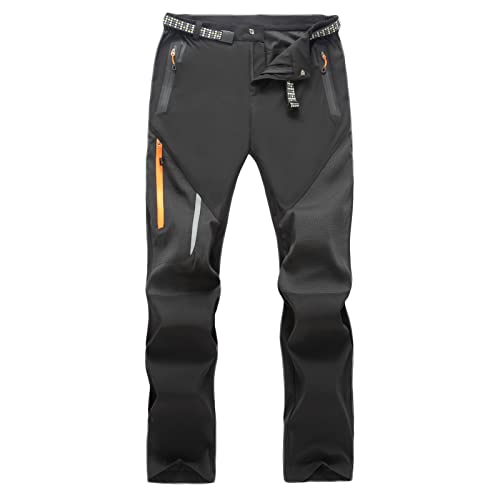 G&F Pantalones de Senderismo Hombres Softshell Exteriores Pantalones Impermeables and Anti-Viento (Color : Black, Size : S)